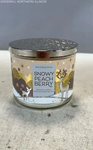 Bath & Body Works Snowy Peach Berry 3 Wick - NEW - Picture 1 of 6
