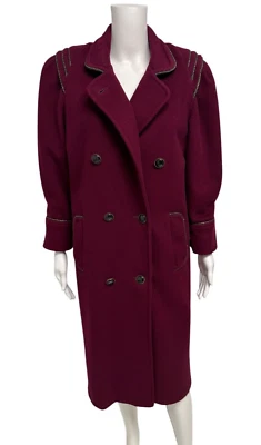 Abrigo Mujer Lana Guisante Vintage Tela Angelo Cuello Borgoña Talla S/M Foto 1 de 4