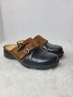 Naot Leilani Women's Size 5.5 Brown Suede Black Leather Buckle Clogs Mule Shoes
