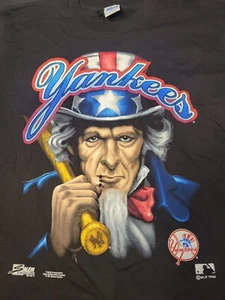 Rare Vintage 1992 Salem MLB New York Yankees Uncle Sam Shirt Sz Medium Damaged - Picture 1 of 15