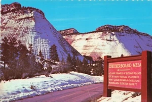 Sign Checkerboard Mesa, Zion National Park Utah Vintage Chrome 4 x 6 PC - Picture 1 of 2
