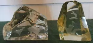Two Vintage Ekenas Swedish Art Glass Paperweights Diver Dogfish & Onyx - Picture 1 of 12