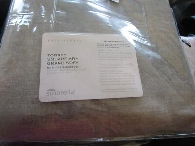 Sofá Pottery Barn Torrey brazo cuadrado 112" XL sombrilla lluvia brezo gris nuevo Foto 1 de 3
