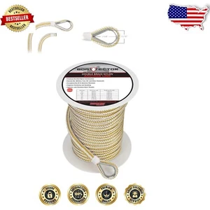 Cuerda de anclaje de nailon de doble trenza de 3/8" con dedal de acero inoxidable - 150' de longitud - Imagen 1 de 4