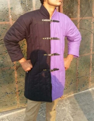 Bast Navidad Grueso Acolchado Negro Y Púrpura Gambesón Juego Teatro Custome Sca Foto 1 de 2