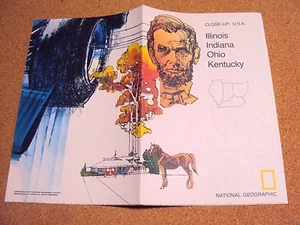 National Geographic February 1977 Map Close-Up USA Illinois,Indiana,Kentucky - Picture 1 of 6