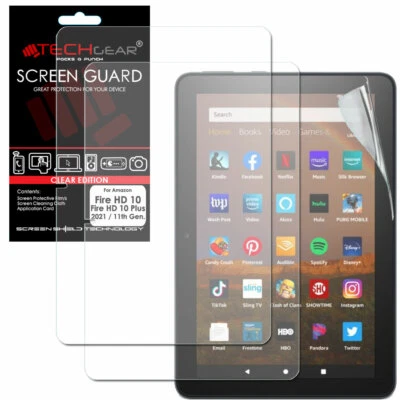 2x TECHGEAR Clear Screen Protector Covers for Amazon Fire HD 10 2021 / 11th Gen - Image 1 of 3