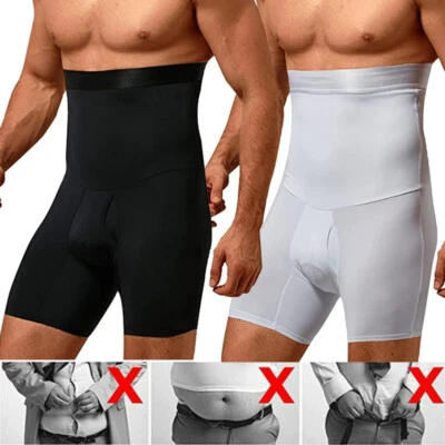 Men Compression Hi-Waist Boxer Shorts Tummy Slimmer Body Shaper Girdle Underwear - Image 1 of 4