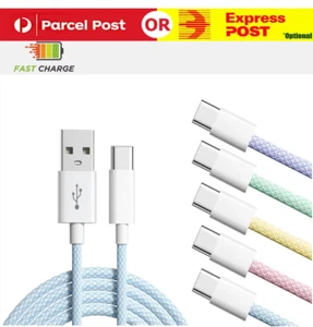 Braided USB A Charger Phone Cable Data Cord USB C For iPhone 15 16 Pro Max iPad - Picture 1 of 10