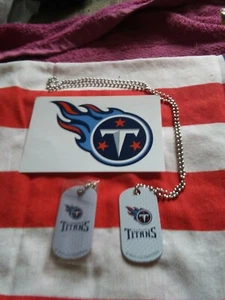 NFL TITANS DOG TAG NECKLACE & KEYCHAIN/MED TITANS WINDOW DECAL, FREE TITAN DECAL - Picture 1 of 12
