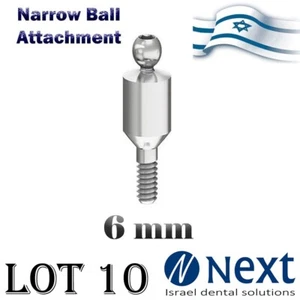 Lot x10 Ball attachment abutment narrow slim platform 2.1 mm titanium 6mm - Picture 1 of 1