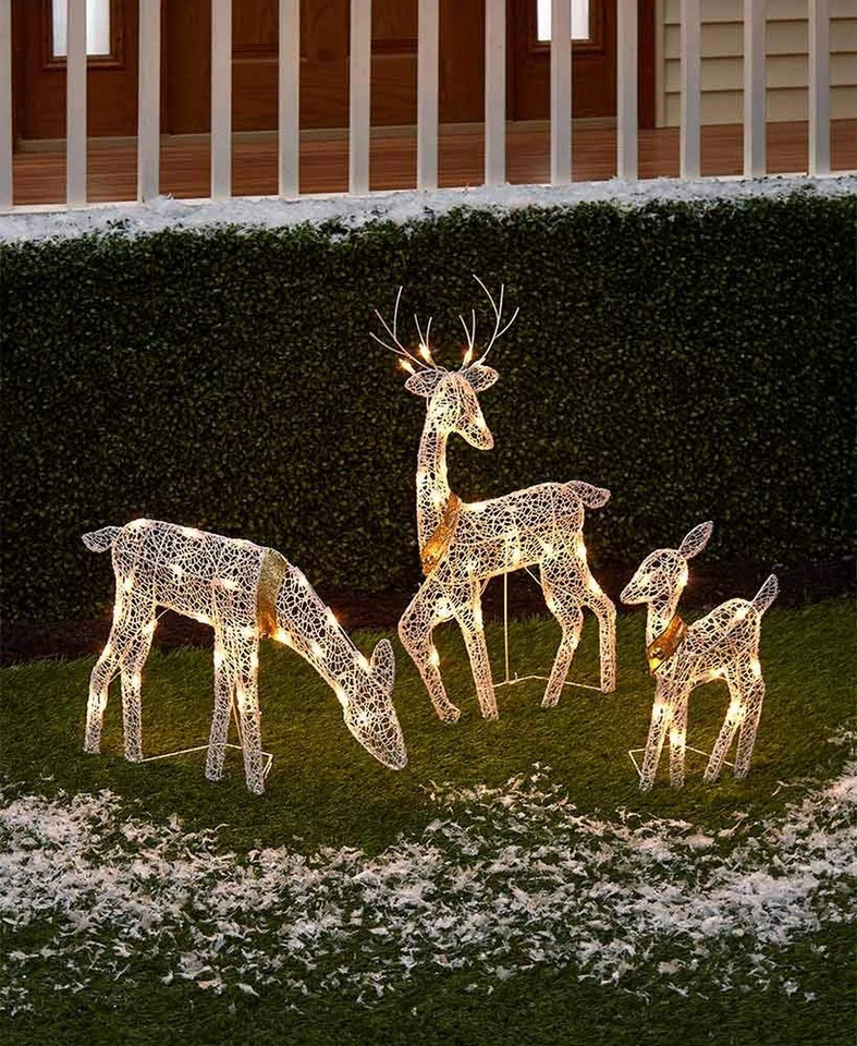 The Lakeside Collection Lighted Deer Family - Set of 3 Pieces