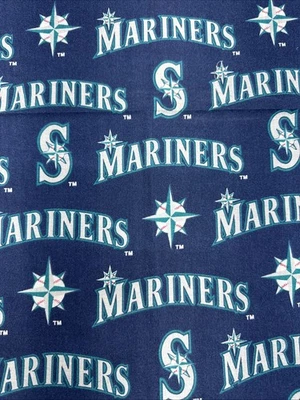 Остаток бейсбольной ткани Seattle Mariners MLB хлопок снят с производства No29 - Изображение 1 из 4