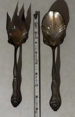 ¡Cuchara y tenedor Adolphus de Mount Vernon de plata esterlina con bayas de plata .925! 4+ OZ Foto 1 de 4