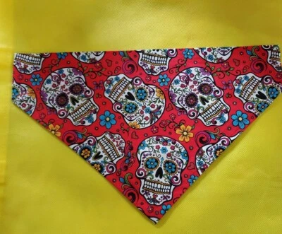 DOG BANDANNA OVER THE COLLAR RED SCARF SKULL