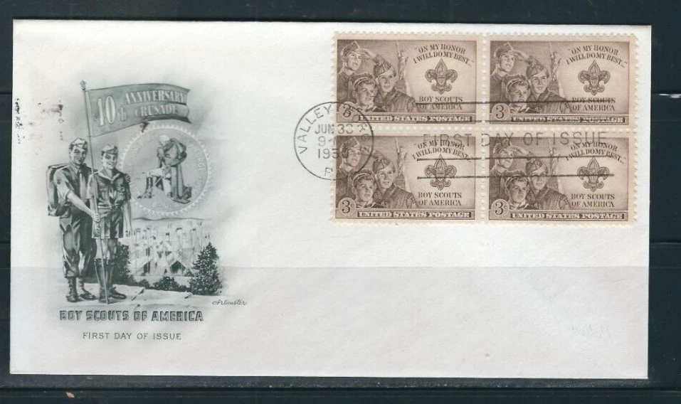 USA SC # 995 Boy Scouts  FDC . Artmaster Cachet - Image 1 of 1