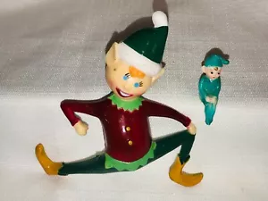 Vintage Sun Hill 1981 ELF PIXIE Weihnachtsregal Sitter + HUND & KATZE Hartplastik - Bild 1 von 8