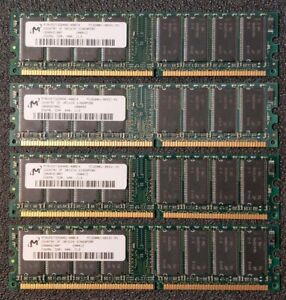 Lot of 4 Micron 256MB PC3200 MT8VDDT3264AG-40BC4 DDR-400MHz Non-ECC 184-PIN
