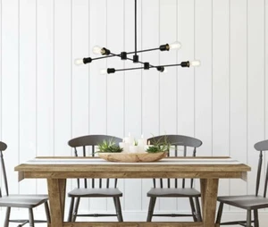Chandelier Black Foyer Dining Living Room Kitchen Island Ceiling 6 Light Fixture - Picture 1 of 8