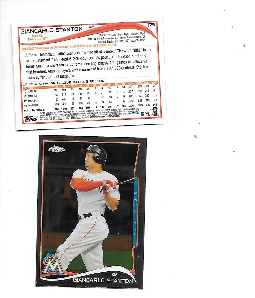 Giancarlo Stanton 2014 Topps Chrome Refractor Card ##173 Miami Marlin - Image 1 of 1