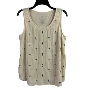 Juicy Couture Womens Top Sequins Embellished Pullover Tank Dark Ivory Medium - Picture 1 of 7