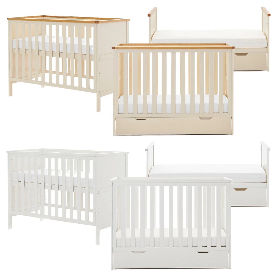 Obaby Evie MINI Cot Bed Cashmere or White - Toddler BED Optional Storage Drawer - Image 1 of 1
