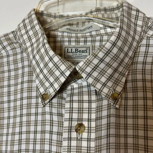 LL Bean Mens XL Plaid Check Wrinkle Resistant Long Sleeve Shirt - Picture 1 of 22
