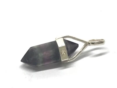 Fluorite crystal point pendant, solid Sterling Silver. 20mm stone, gift box. #8 - Изображение 1 из 4