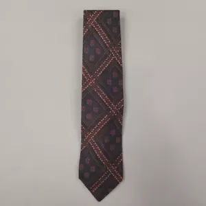 Corbata vintage Polo Ralph Lauren para hombre gris seda estampado geométrico medallón 3,5X57 - Imagen 1 de 7