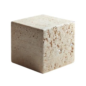 Roman Travertine Cube Table Sculpture Home Decor Interior Design H 20Cm - Photo 1 sur 4