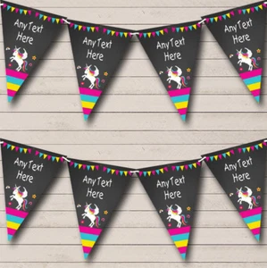 Chalk Pink Unicorn Personalised Childrens Party Bunting - Picture 1 of 1