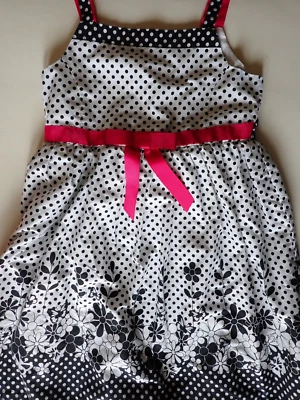 Vestido sem mangas feminino Emily West tamanho 14 branco preto estampado com laço rosa - Imagem 1 de 4