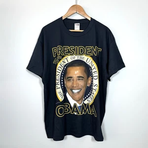 Vintage Barack Obama Shirt Rap Tee Mens Black XL Baggy Y2K 44th President USA - Picture 1 of 8