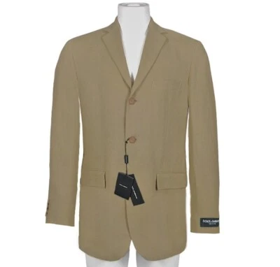 NEW Dolce & Gabbana Suit! US 46 L e 56 L Tan  Heavier Wool Corded Texture  ITALY - Image 1 of 4