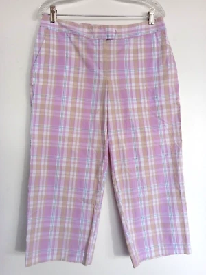 Izod Golf размер 6 клетчатый капри в светло-фиолетовом белом бежевом клетку. Отличное состояние - Изображение 1 из 4