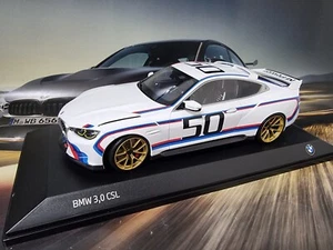 NEW MINICHAMPS BMW MINIATURE 2022 CSL 3.0 WHITE 50 YEAR MODEL 1:18 80432864218 - Picture 1 of 14