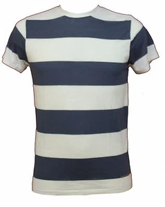 T-SHIRT UOMO CAT BALOU A RIGHE TG. S MAGLIA MANICA CORTA FASCE BLU SMALL RIGATA - Foto 1 di 2