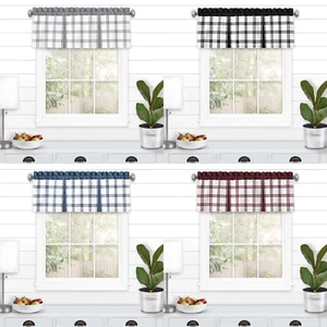 Kate Aurora Country Plaid Windowpane Rod Pocket Window Valance - Assorted Colors - Picture 1 of 25