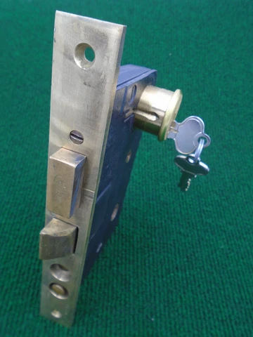 RARE CLINTON # 1070 ENTRY MORTISE LOCK w/CYLINDER & KEYS 8" FACE (16873) Cover