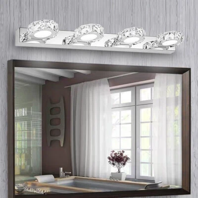 4-Light Bathroom Vanity Light Over Mirror Modern LED Crystal Wall Lamps Fixture - Image 1 of 4