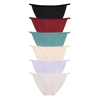 Sexy bragas sedosas de bikini de nailon de tiro bajo para mujer Nabtos paquete de 6 forro de algodón Foto 1 de 4