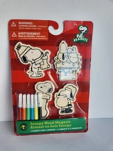 NIB Rare Snoopy Wood Magnets With Markers DIY Toddler Project Collection - Picture 1 of 2