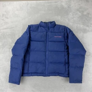 Polo Ralph Lauren Size Large Girls Down Blue Puffer Jacket Winter Outdoors Nylon - Picture 1 of 16