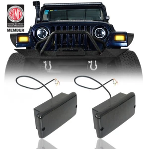 Durable White DRL Turn Signals w/Amber LED Lights For Jeep Wrangler TJ 1997-2006 - Picture 1 of 11