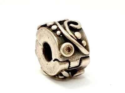 Pandora Clip Stopper Swirl Sterling Silber 925 Strudel mit Champagner Zirkonia - Bild 1 von 3