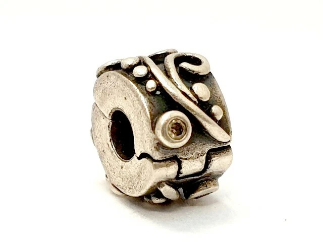 Pandora Clip Stopper Swirl Sterling Silber 925 Strudel mit Champagner Zirkonia - Bild 1 von 3