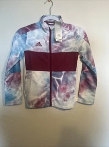 Adidas track top zip up jacket young boy size 9-10 colorful - Picture 1 of 7