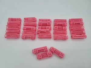 Vintage Lot of 28 Plastic Snap Over Hair Curlers Rollers- PINK Small Movie Prop - Picture 1 of 6