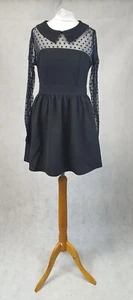 Darling Lipsy Langarm transparentes Kleid gepunktet schwarz XS UVP 58£ CS7 LL 01 - Bild 1 von 6