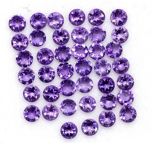 Natural Amethyst Round Cut 2.75 mm 7.39 Cts Lot 100 Pcs Untreated Loose Gemstone - Picture 1 of 2